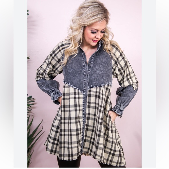 Promesa stone washed denim mini dress Size M - Picture 2 of 10